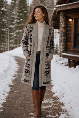 Northern Angel Southwestern Open Front Cardigan Aztec Cozy Sweater Sz Small NWT
